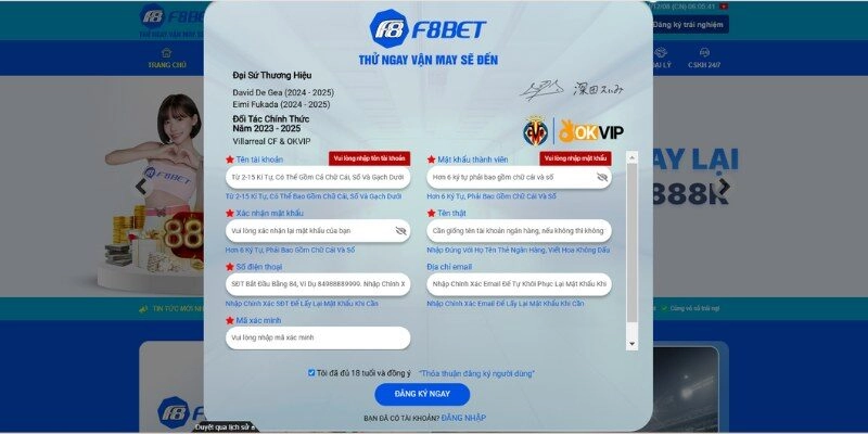 Hướng dẫn sử dụng tài khoản sau khi đăng ký F8BET